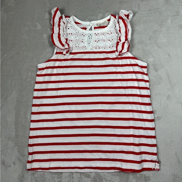 Crewcuts Other - Crewcuts J.Crew Factory Girls Eyelet Floral Lace Red White Striped Tank Size 10